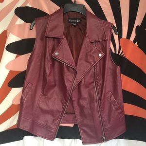 Forever 21 Faux Leather Maroon Vest